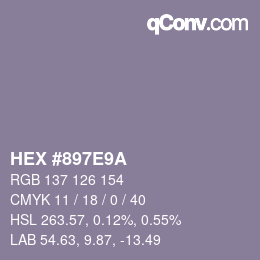 Color code: HEX #897E9A | qconv.com