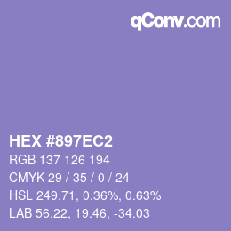 カラーコード: HEX #897EC2 | qconv.com