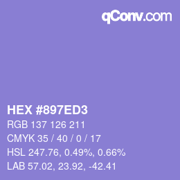 颜色代码: HEX #897ED3 | qconv.com
