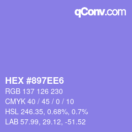 Color code: HEX #897EE6 | qconv.com