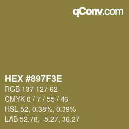 Color code: HEX #897F3E | qconv.com