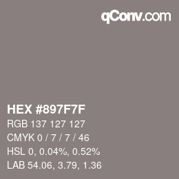 Color code: HEX #897F7F | qconv.com