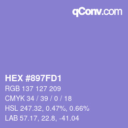 Color code: HEX #897FD1 | qconv.com