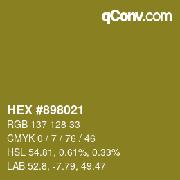 カラーコード: HEX #898021 | qconv.com