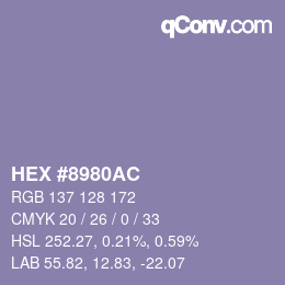 Código de color: HEX #8980AC | qconv.com