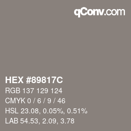 Código de color: HEX #89817C | qconv.com