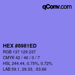 カラーコード: HEX #8981ED | qconv.com