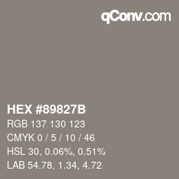 Color code: HEX #89827B | qconv.com