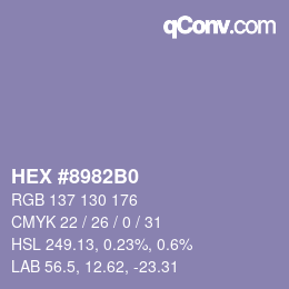 颜色代码: HEX #8982B0 | qconv.com