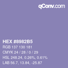 颜色代码: HEX #8982B5 | qconv.com