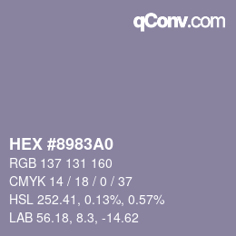 颜色代码: HEX #8983A0 | qconv.com