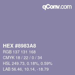 カラーコード: HEX #8983A8 | qconv.com