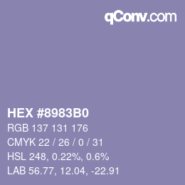 Color code: HEX #8983B0 | qconv.com