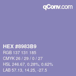 颜色代码: HEX #8983B9 | qconv.com
