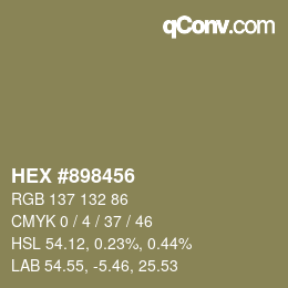 Código de color: HEX #898456 | qconv.com