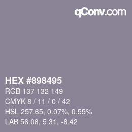 颜色代码: HEX #898495 | qconv.com