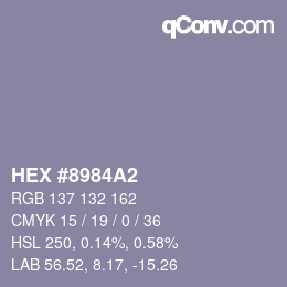 Farbcode: HEX #8984A2 | qconv.com