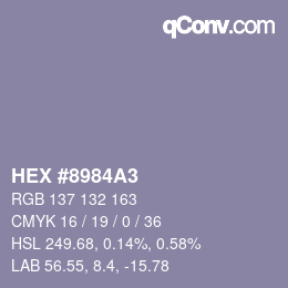 Farbcode: HEX #8984A3 | qconv.com