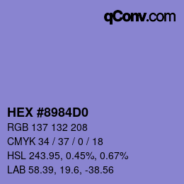 Color code: HEX #8984D0 | qconv.com