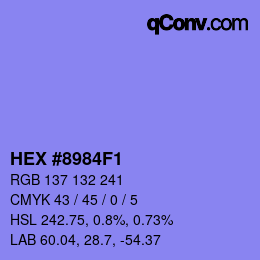 颜色代码: HEX #8984F1 | qconv.com