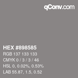 Color code: HEX #898585 | qconv.com