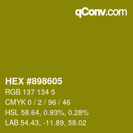 Farbcode: HEX #898605 | qconv.com