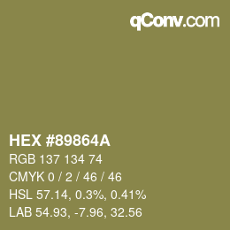 颜色代码: HEX #89864A | qconv.com