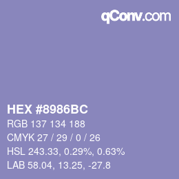 カラーコード: HEX #8986BC | qconv.com