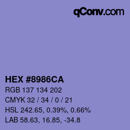 颜色代码: HEX #8986CA | qconv.com