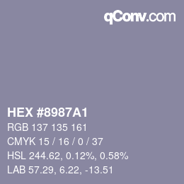 Farbcode: HEX #8987A1 | qconv.com