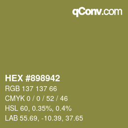 Color code: HEX #898942 | qconv.com