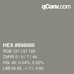 Color code: HEX #898980 | qconv.com