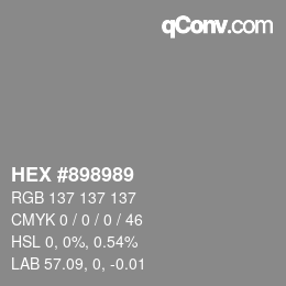 Color code: HEX #898989 | qconv.com