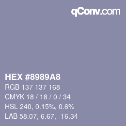 Color code: HEX #8989A8 | qconv.com