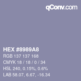 カラーコード: HEX #8989A8 | qconv.com