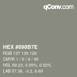 Color code: HEX #898B7E | qconv.com