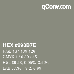 Color code: HEX #898B7E | qconv.com