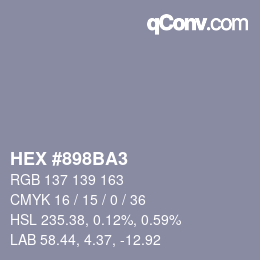 カラーコード: HEX #898BA3 | qconv.com