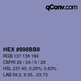 颜色代码: HEX #898BB8 | qconv.com