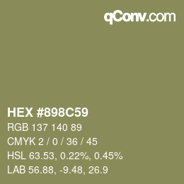 颜色代码: HEX #898C59 | qconv.com