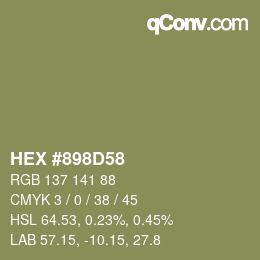 Color code: HEX #898D58 | qconv.com