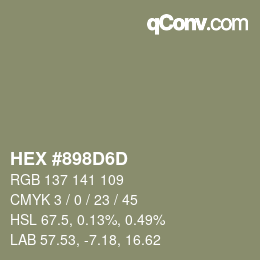 Color code: HEX #898D6D | qconv.com