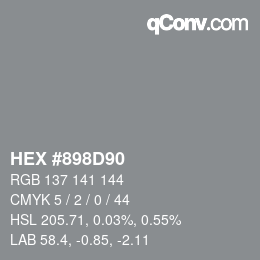 Farbcode: HEX #898D90 | qconv.com