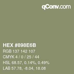 Color code: HEX #898E6B | qconv.com