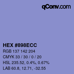 Color code: HEX #898ECC | qconv.com