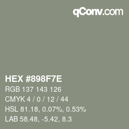 Color code: HEX #898F7E | qconv.com