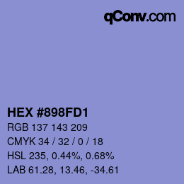 Color code: HEX #898FD1 | qconv.com
