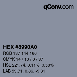 Código de color: HEX #8990A0 | qconv.com