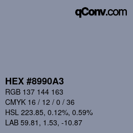 Código de color: HEX #8990A3 | qconv.com