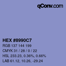 カラーコード: HEX #8990C7 | qconv.com